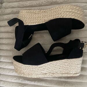 SHEIN Black Espadrille Platform Sandals